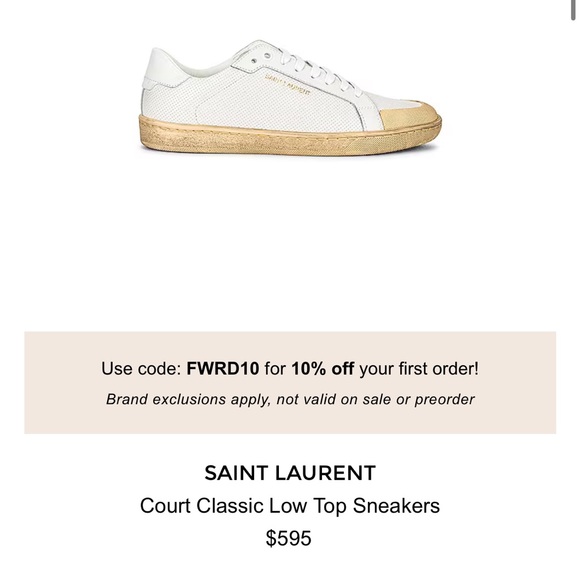 Brand New - Saint Laurent - Court Classic Low Top Sneakers - Picture 7 of 12
